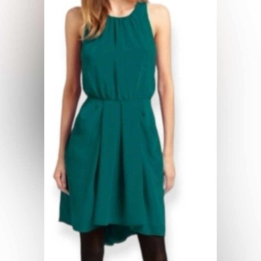 Rebecca Taylor Teal Chiffon Sleeveless Hi-Lo Draped Dress 2